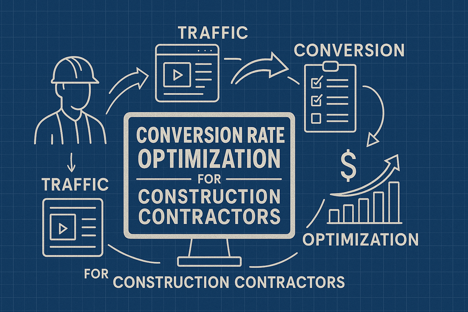 Conversion Rate Optimization for Construction Contractors - workflow diagram (Design Delulu)