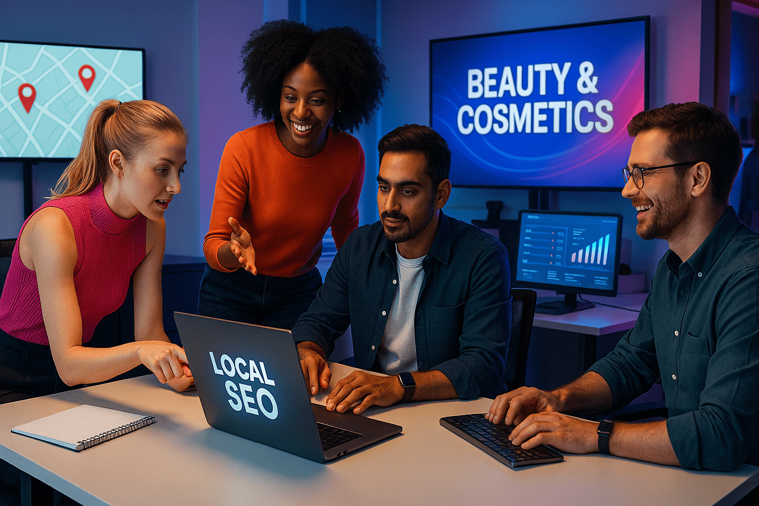 Local SEO for Beauty & Cosmetics - workflow diagram (Design Delulu)