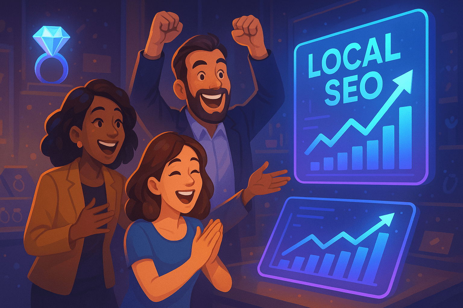 Local SEO for Jewelry Stores - results infographic (Design Delulu)