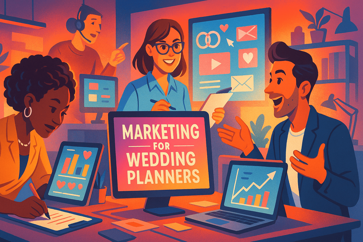 Marketing for Wedding Planners - workflow diagram (Design Delulu)
