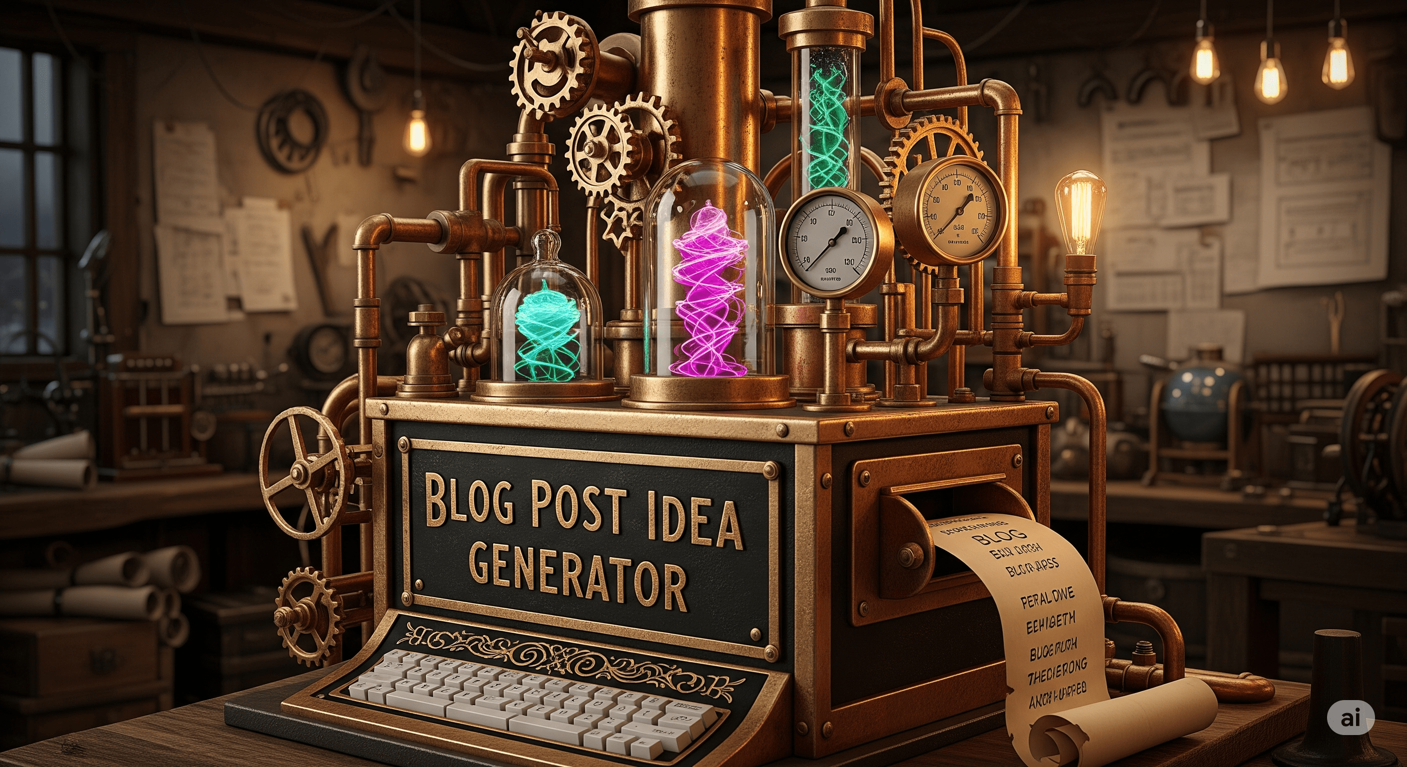 An illustration of a lightbulb turning into a pen, symbolizing idea generation for writing.